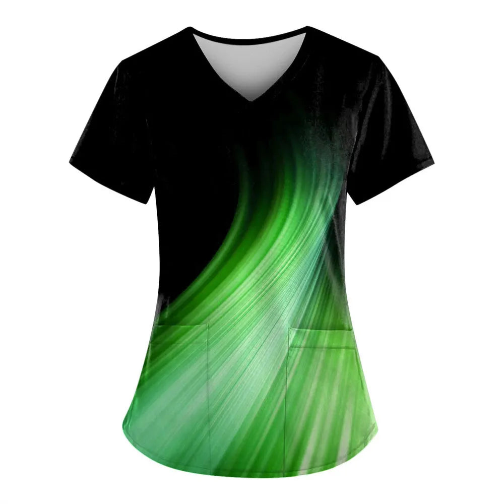 Women’s Nursing Scrubs ✨ Starlight 3D Print V-Neck Medical Uniform 💙