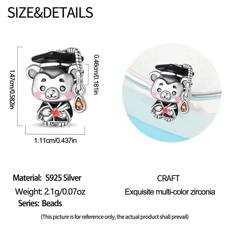 100% 925 Sterling Silver Teddy Bear, Kitten, Puppy & Elephant Luminous Firefly Charms | Sweet Beads Fit Pandora Bracelet Fine Jewelry