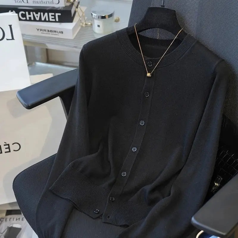 Women’s Thin Knit Cardigan Sweater | Autumn Casual Outerwear & Streetwear Jacket