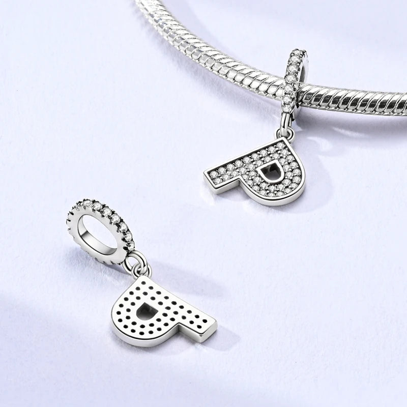 New 26 A–Z Letter Charms Beads 925 Sterling Silver | Alphabet Pendant Fit Original Bracelet Women Jewelry Gift