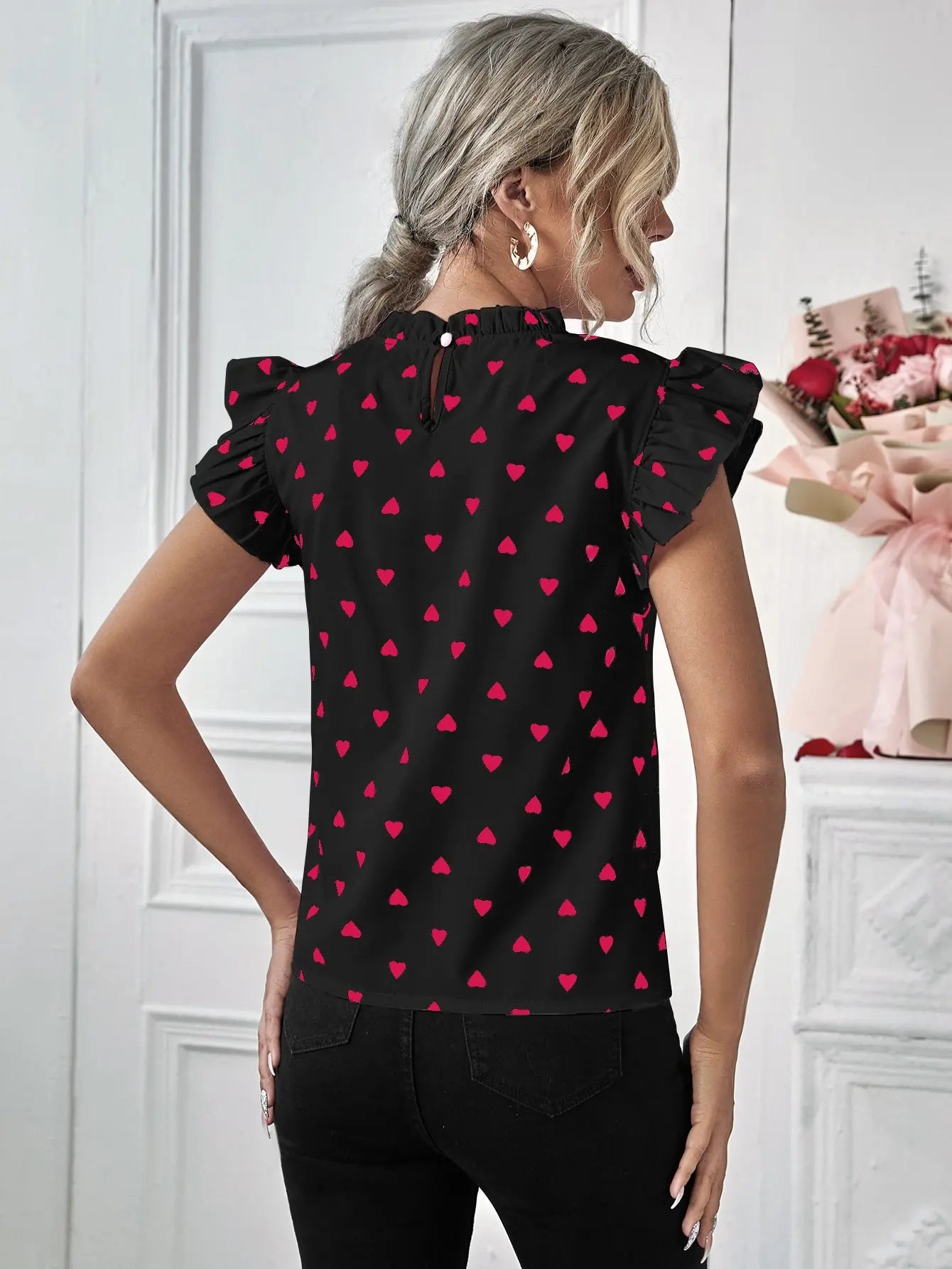 Women’s Short Sleeve Round Neck Print Shirt – Summer Ruffle Pullover Blouse 👚☀️