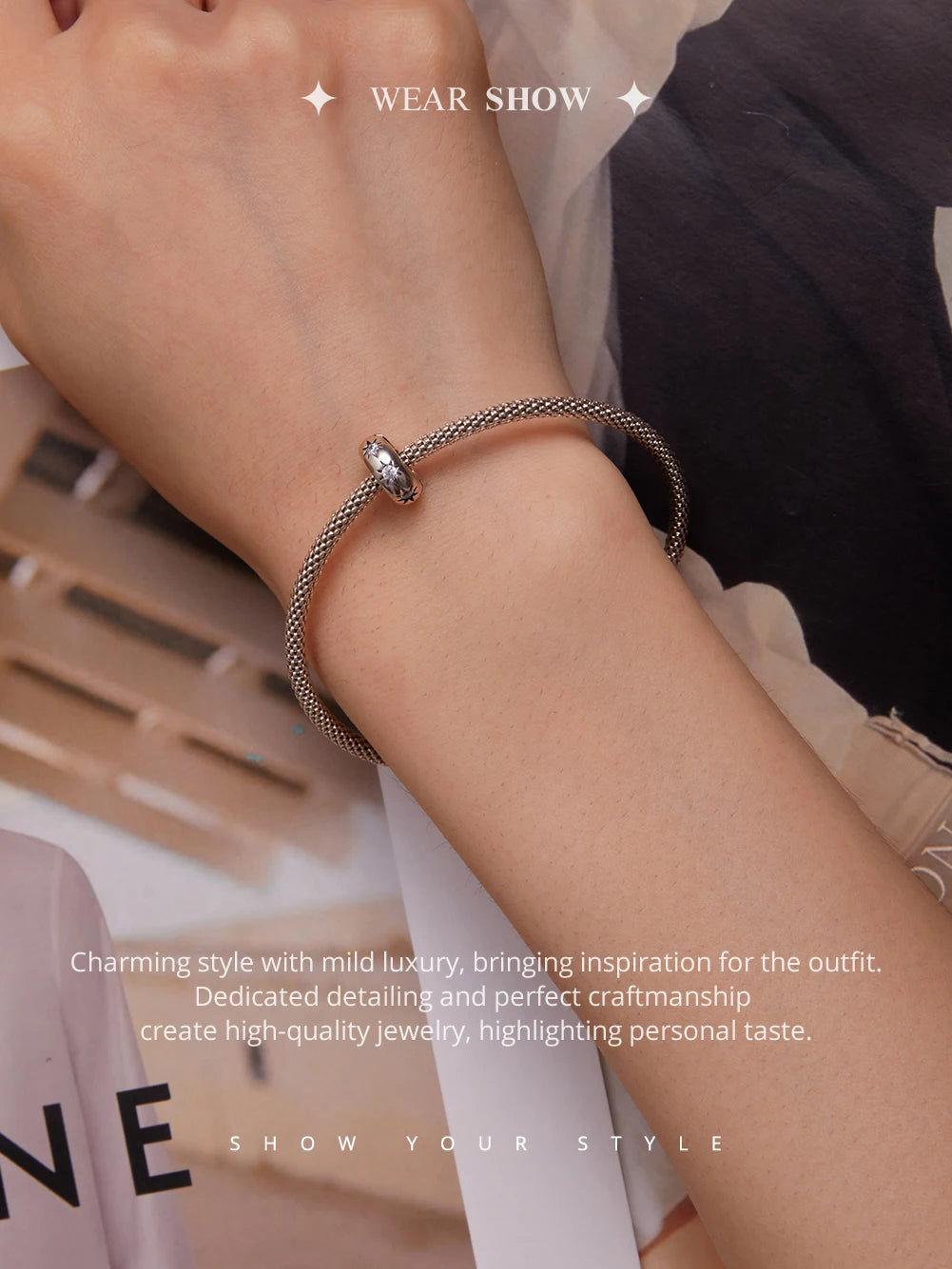 BISAER 925 Sterling Silver Clip Spacer Charm – Star & Cross Stopper Bead Fit Pandora Bracelet DIY Women’s Jewelry