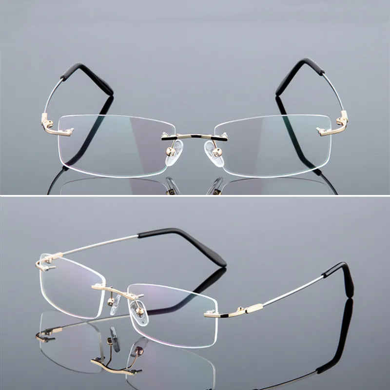 Titanium Alloy Rimless Glasses – Custom Prescription Eyewear for Men & Women | Anti Blue Ray & Photochromic Lenses