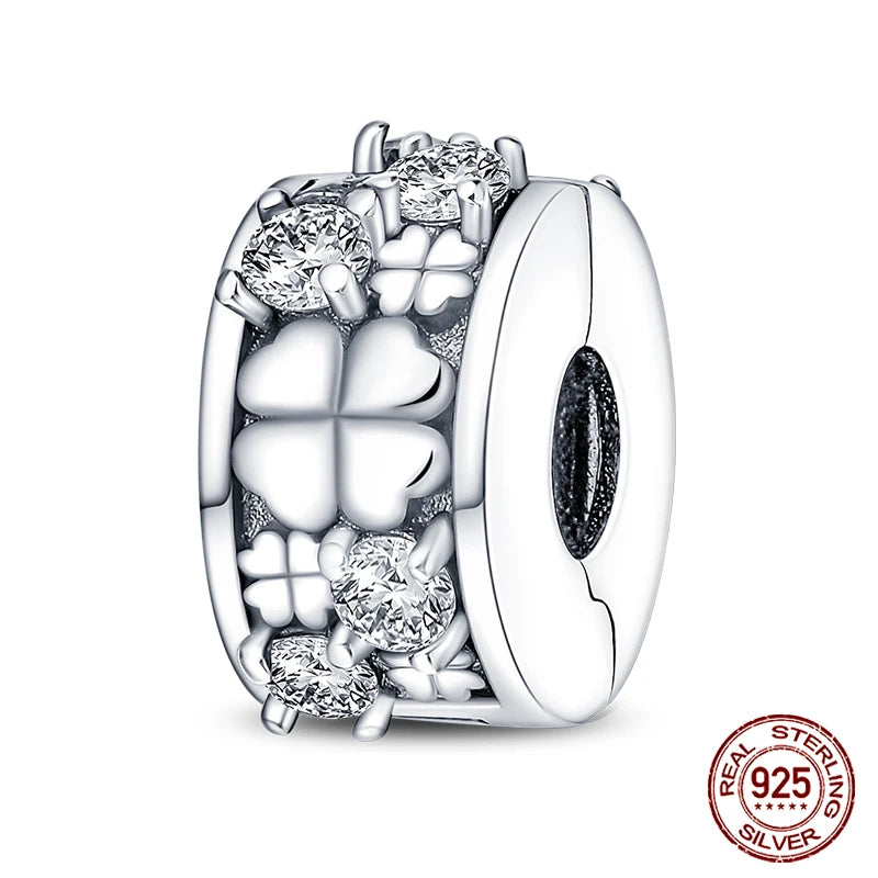 925 Sterling Silver Luminous Butterfly Star Moon Charm Bead | Round Clasp Bead for 3mm DIY Bracelet Jewelry Gift