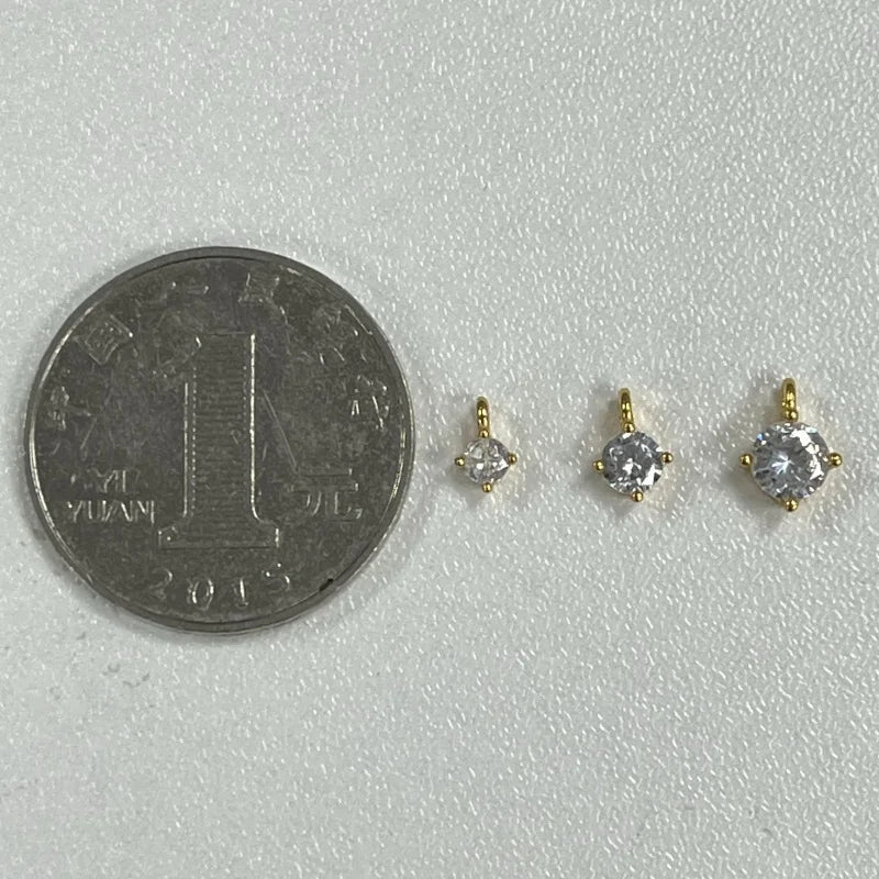 S925 Sterling Silver Round Zirconia Pendant – Gold Plated Charm for Necklace Chain DIY Fine Jewelry Making SD3