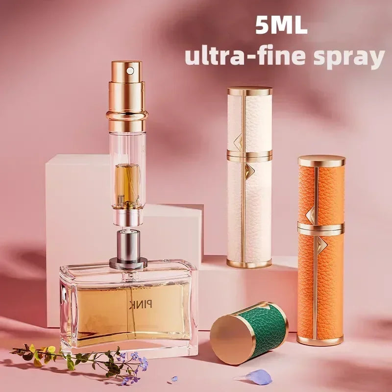 5ML Leather Bottom-Fill Refillable Perfume Atomizer – Travel Cologne Spray Bottle | Fine Mist Spray