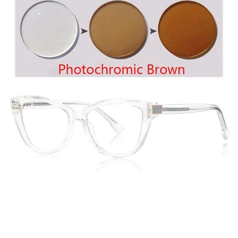 Fashion Women Myopia Glasses – Big Frame TR90 Anti-Blue Light Luxury Cat Eye | Custom Prescription Eyewear 0 to -6.0
