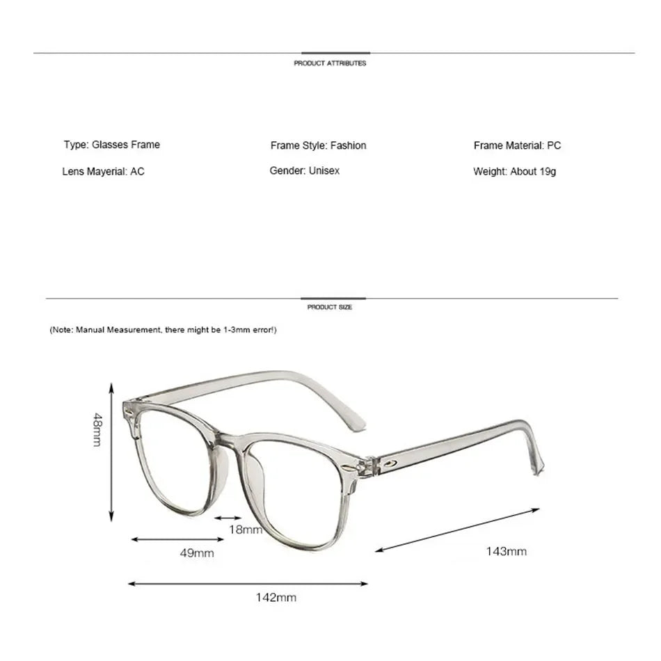 Classic Transparent Computer Glasses Frame – Unisex Anti Blue Light Blocking Glasses | Optical Lenses for Men & Women