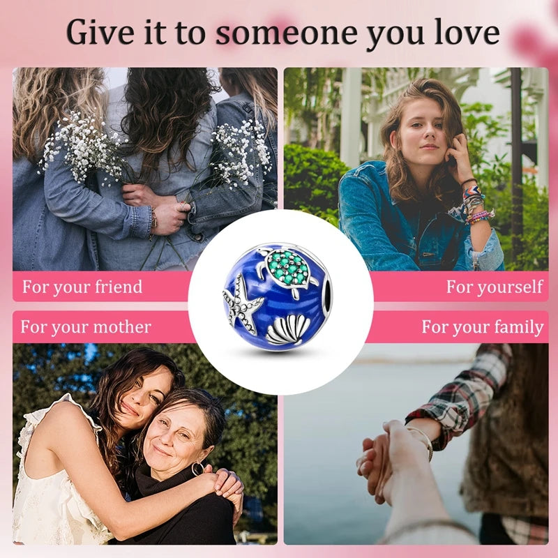 New Summer Ocean Silver Plated Sea Turtle & Starfish Shell Charm | DIY Bracelet Jewelry for Women