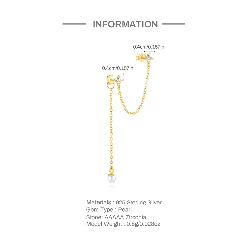 CANNER 925 Sterling Silver Horse Eye Tassel Zircon Drop Earrings – Minimalist Geometric Jewelry for Women