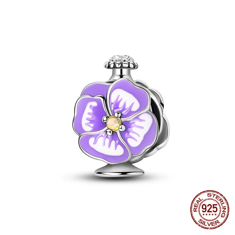 925 Sterling Silver Perfume Bottle Charm Bead – Fits Pandora Bracelet DIY Jewelry Gift for Women