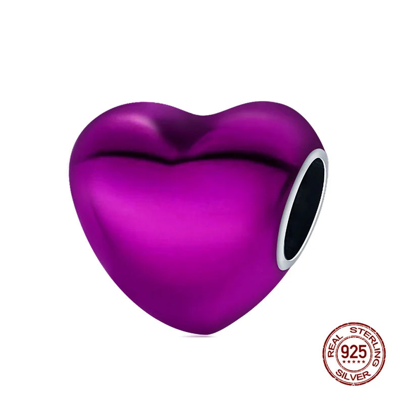 Original 925 Silver Colorful Heart Charm Beads | Fit 3mm Bracelets & Necklaces, Women’s DIY Fine Jewelry Gift