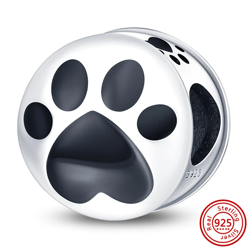 Factory Outlet 925 Sterling Silver Black Cat, Camera & Dog Paw Charms Beads | Fits Pandora Original Bracelet | Fine DIY Jewelry Gift for Friends
