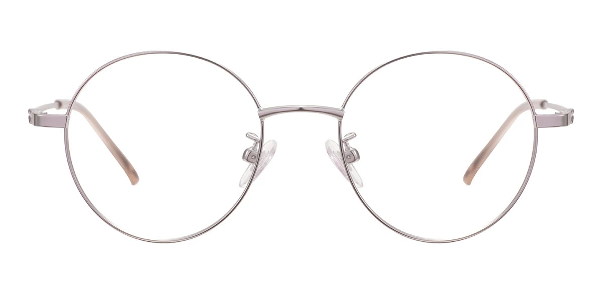 Colorful Round Metal Pink Glasses Frame – Luxury Unisex Full Rim Prescription Eyewear