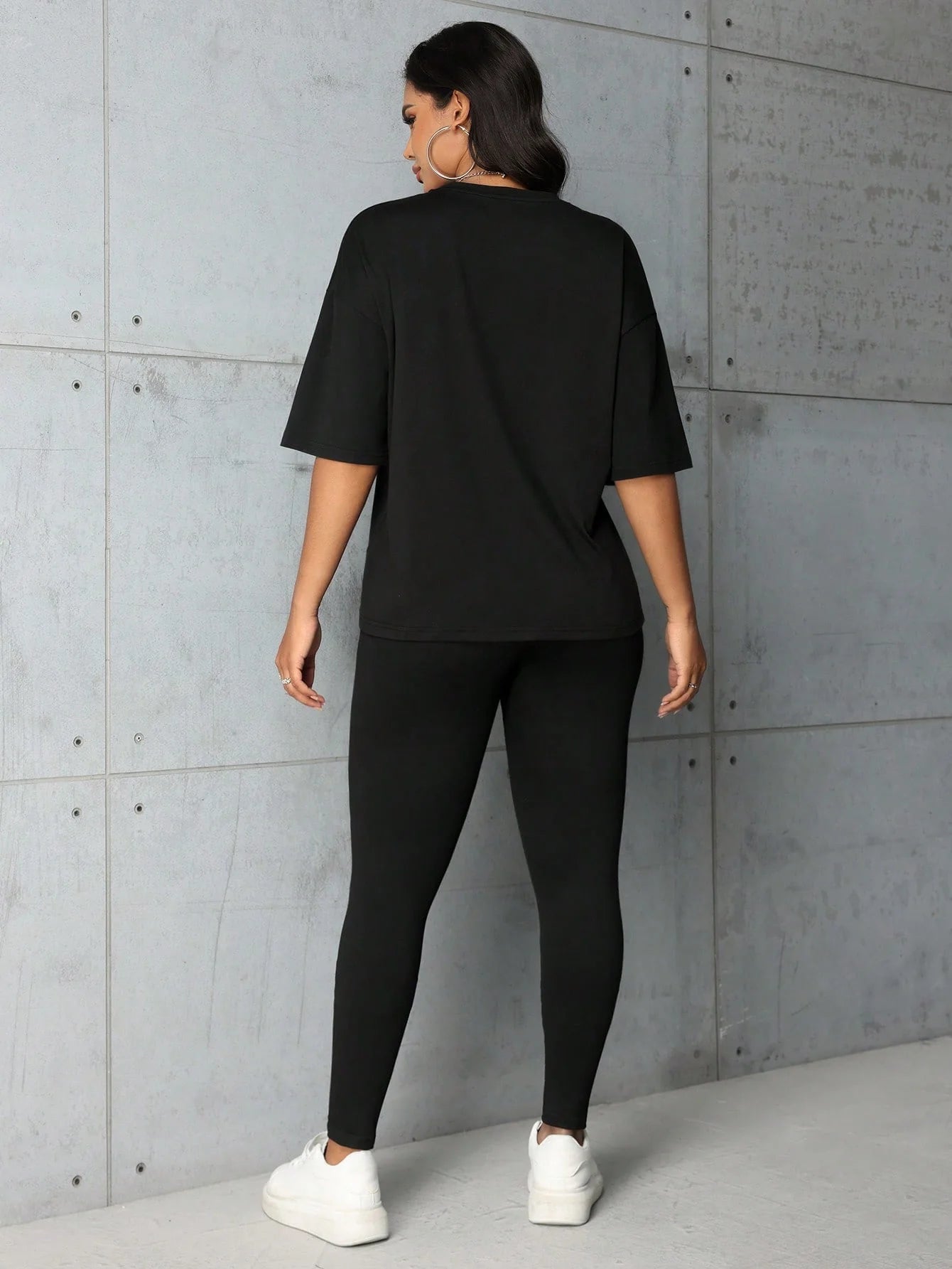 Women’s Summer Faith Letter Print T-Shirt & Leggings Set – Loose Plus Size All-Match Two-Piece Outfit 👕✨