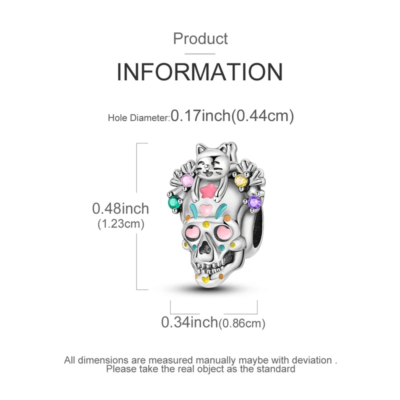 925 Sterling Silver Halloween Series Charms | Pumpkin, Witch, Skull & Candy Beads Fit Original Bracelet DIY Jewelry