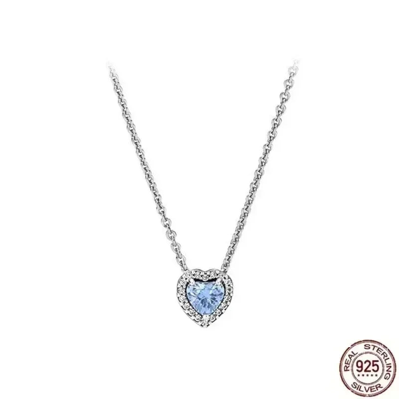 925 Silver Heart Pendant 💖 Dazzling Round Necklace Fits Pandora Gift