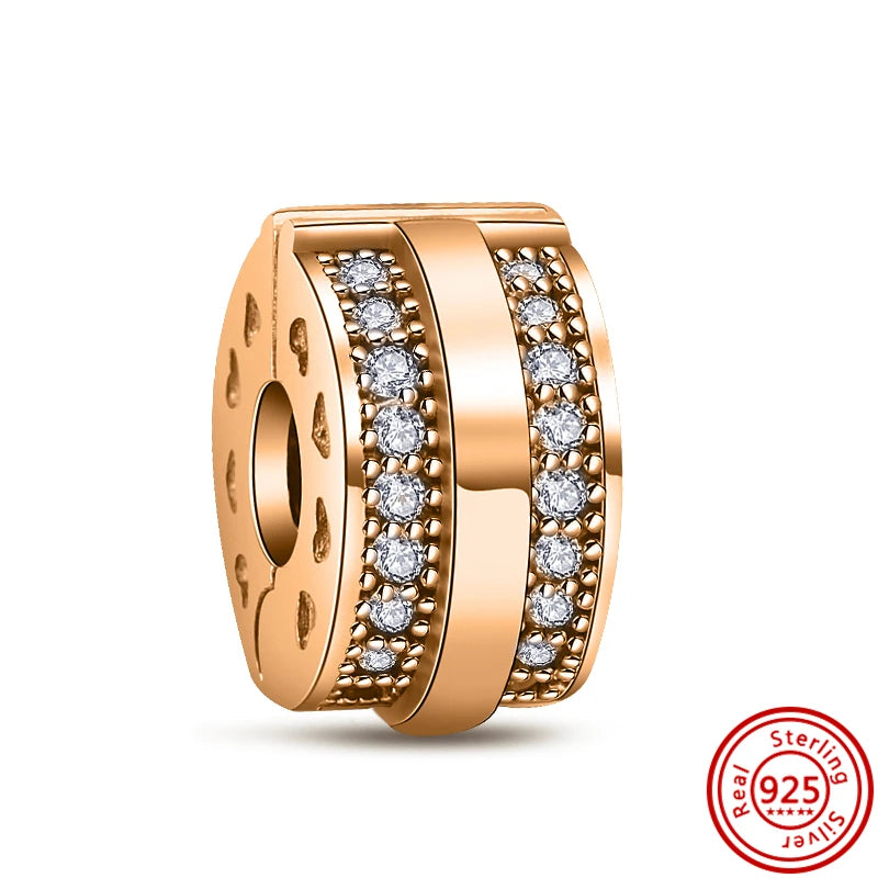 925 Silver Golden Bees & Yellow Roses Dangle Charm | Fit Original Bracelet Jewelry Gift