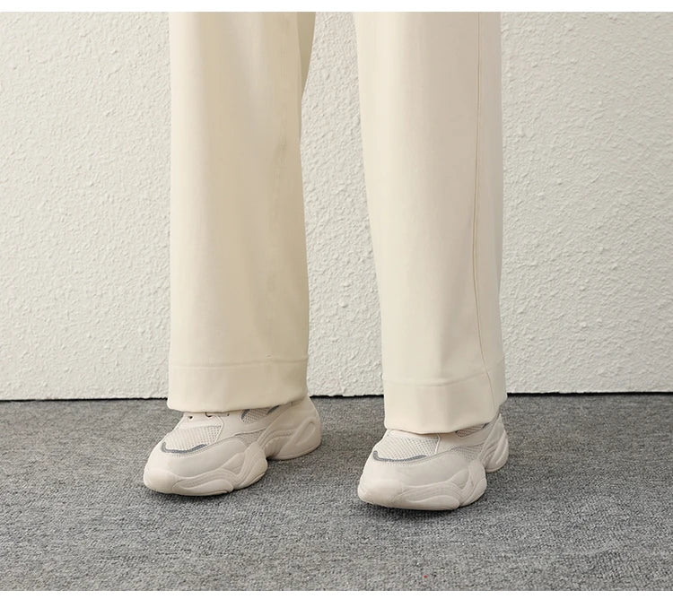 Women’s Loose Straight Sweatpants | Casual Wide Leg Running Pants | Drawstring Yoga Leggings with Side Pockets