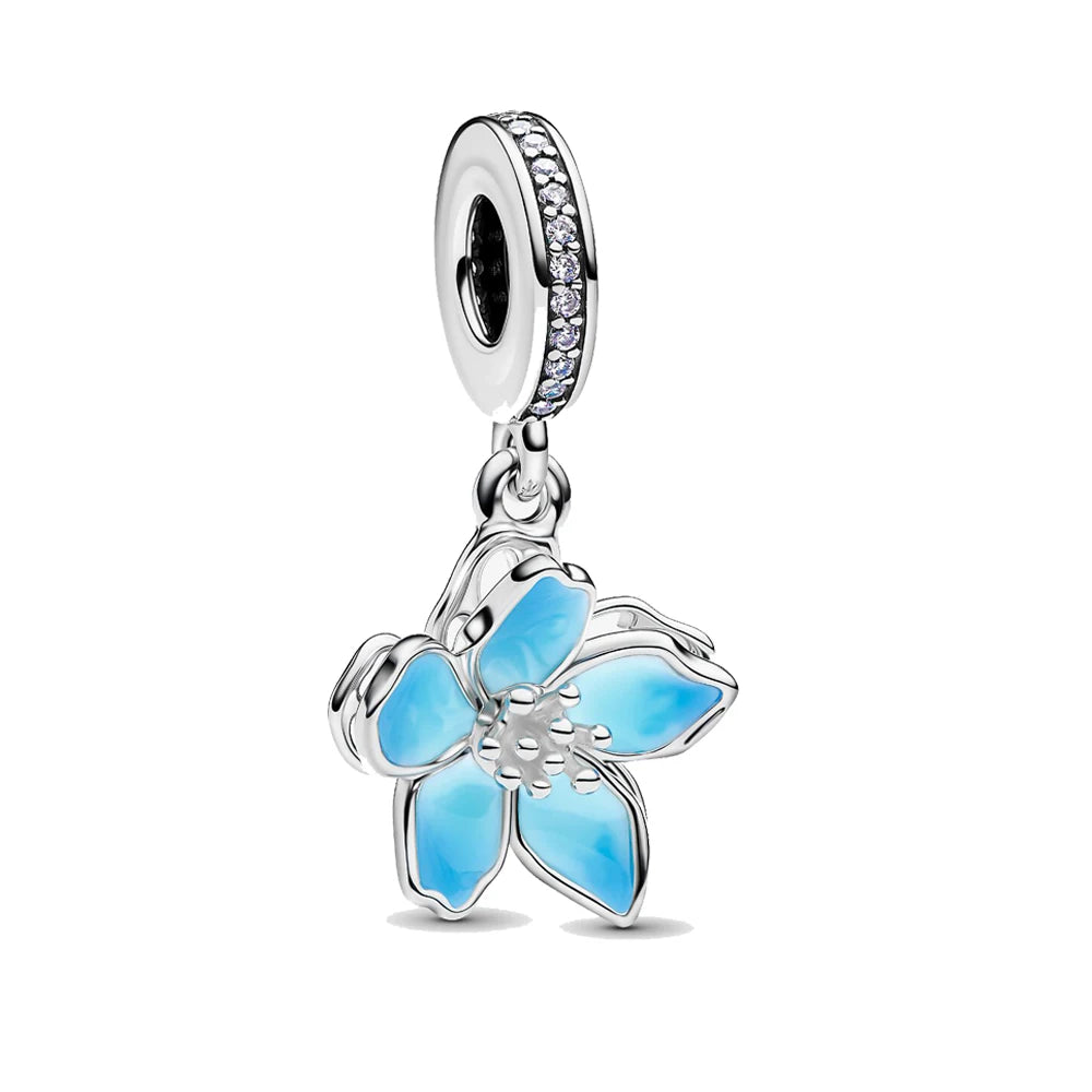 925 Sterling Silver Gold & Silver Cherry Blossom Bead Pendant | Fits Original Charm Bracelets | Sweet DIY Jewelry for Women