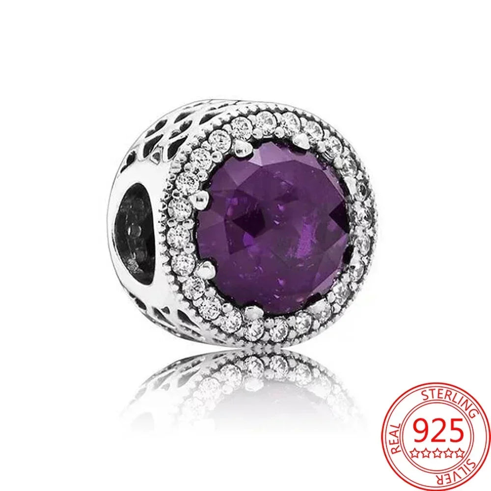 925 Sterling Silver Murano Glass Galaxy & Clover Heart Beads | Fit Pandora Bracelet DIY Jewelry Gift for Mum