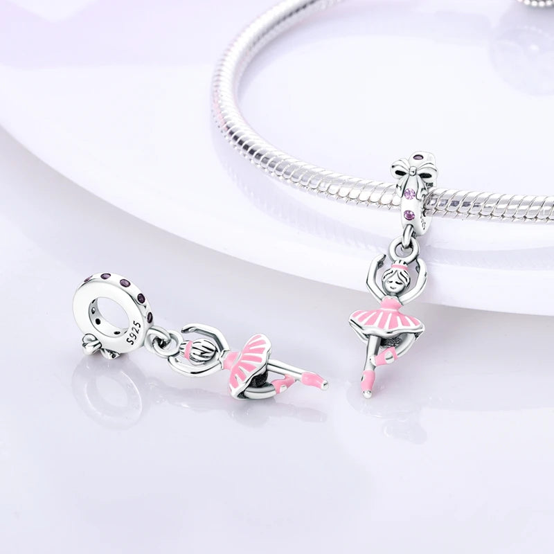 Fit Original Bangle 925 Silver Ballet Dancer Charm | Dancing Shoes Beads Pendant for Bracelet & Necklace DIY Jewelry Gift