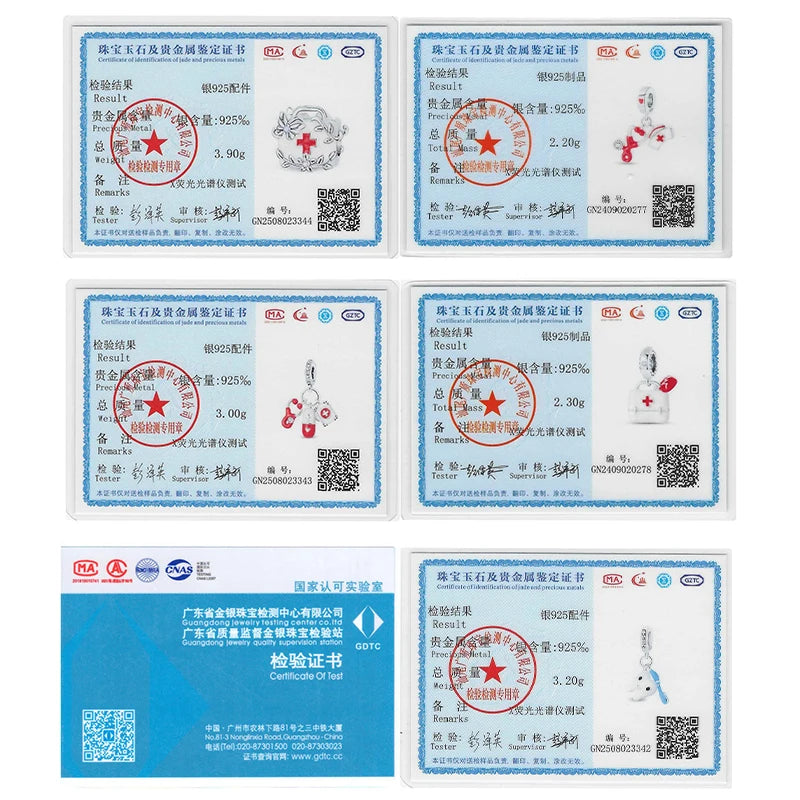 Doctor Nurse 925 Sterling Silver Charms Beads | Original Trendy Medical Pendant for DIY Bracelet Jewelry