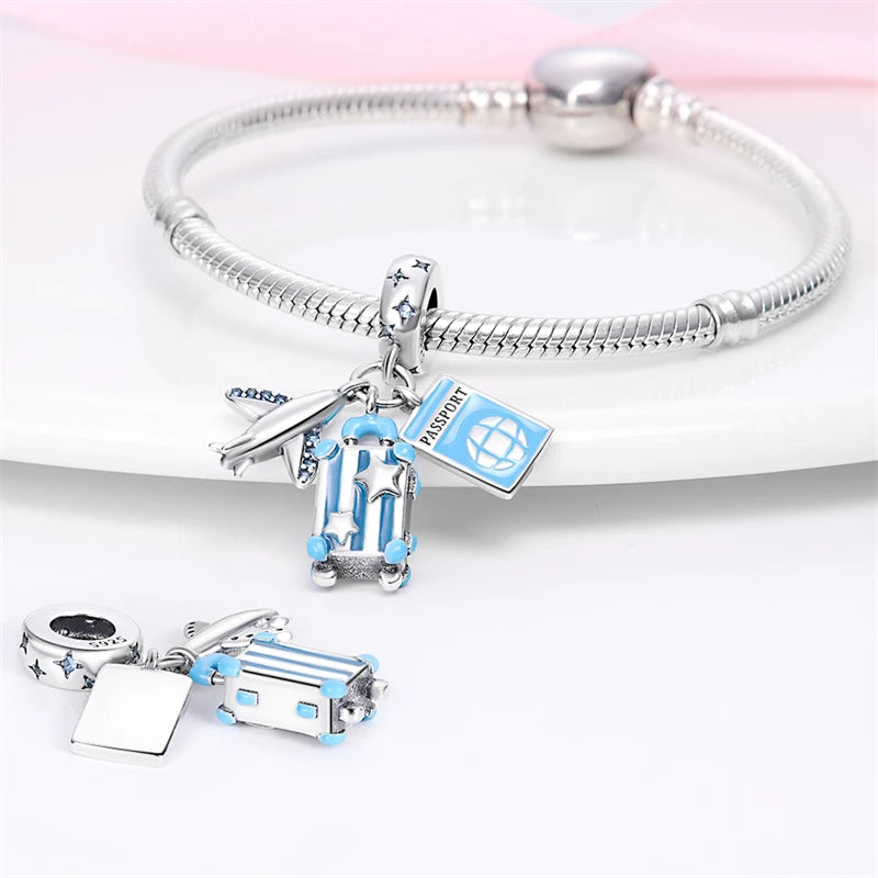 2023 New 925 Sterling Silver Earth Plane & Hot Air Balloon Travel Charms – Fits Pandora Original Bracelets DIY Jewelry