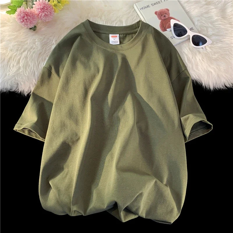 LEGIBLE 2025 Summer Women’s Cotton T-Shirt – Loose Solid Oversized O-Neck Tee 👕✨