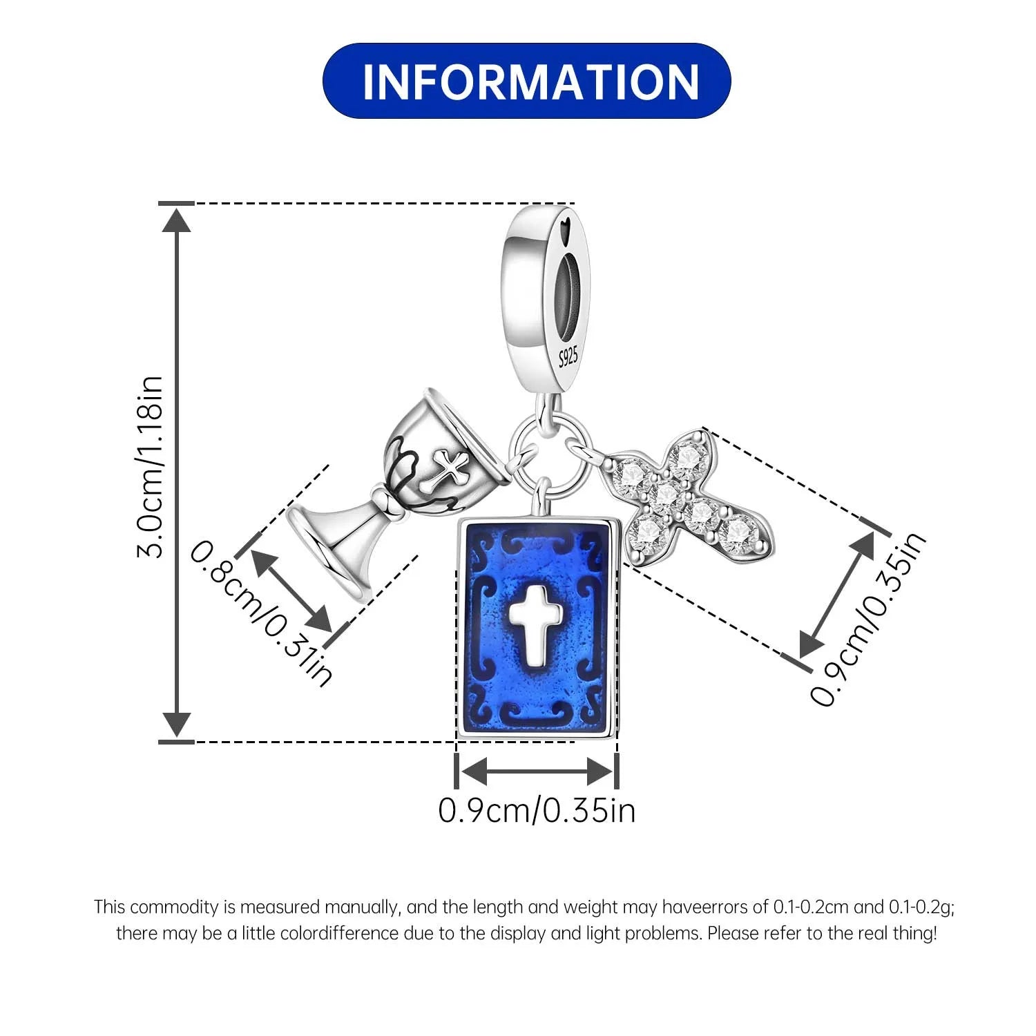 925 Sterling Silver Jesus Religious Symbol Charm Bead | Faith Pendant for Original Bracelet DIY Jewelry Gift