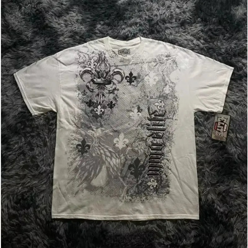 Vintage Avirex Black Short Sleeve T-Shirt | Rhinestone Double-Sided Print Retro Streetwear Top