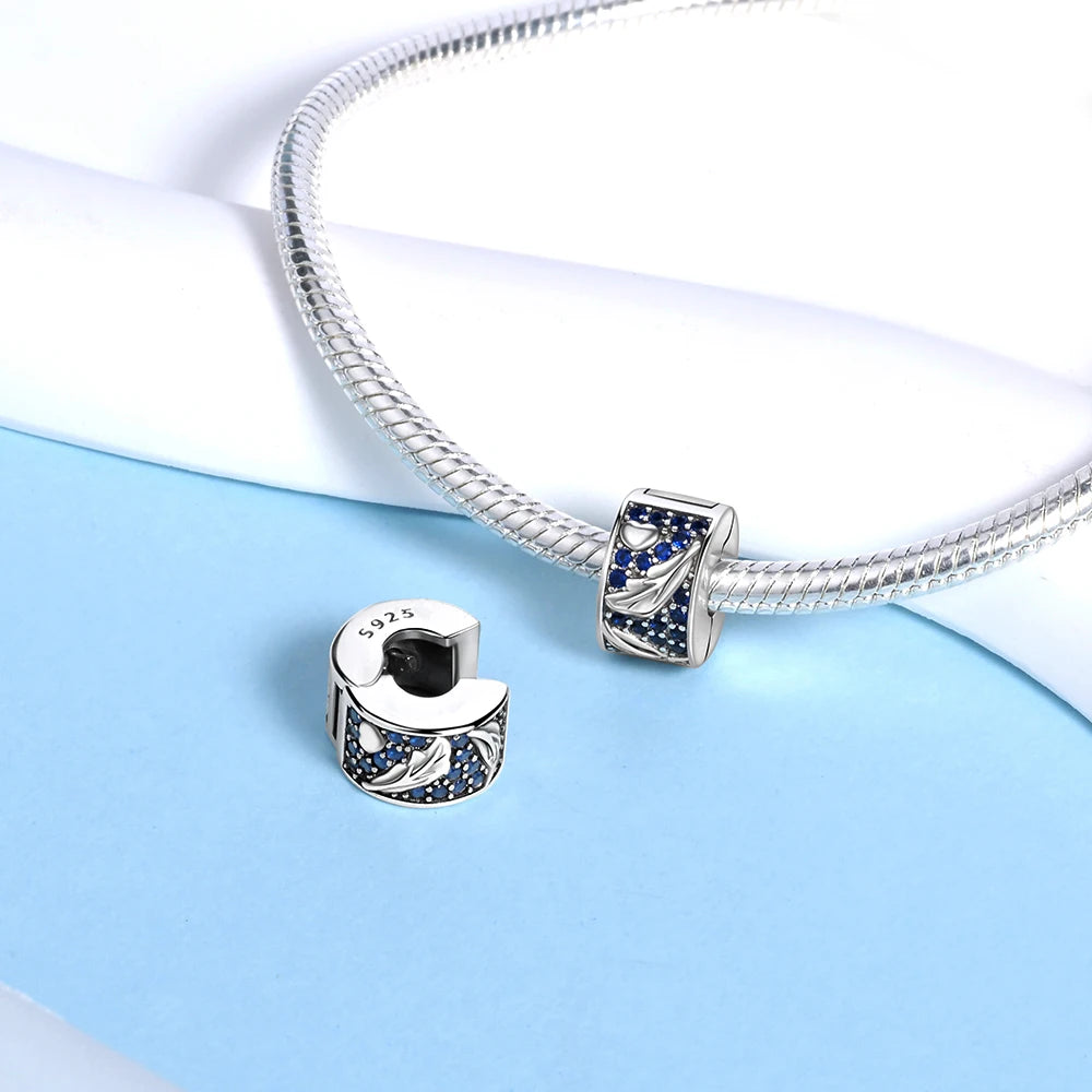 Silver Clasp 925 Sterling Silver Round Daisy Charm Beads | Safety Chain Pendant for Original Bracelets Jewelry