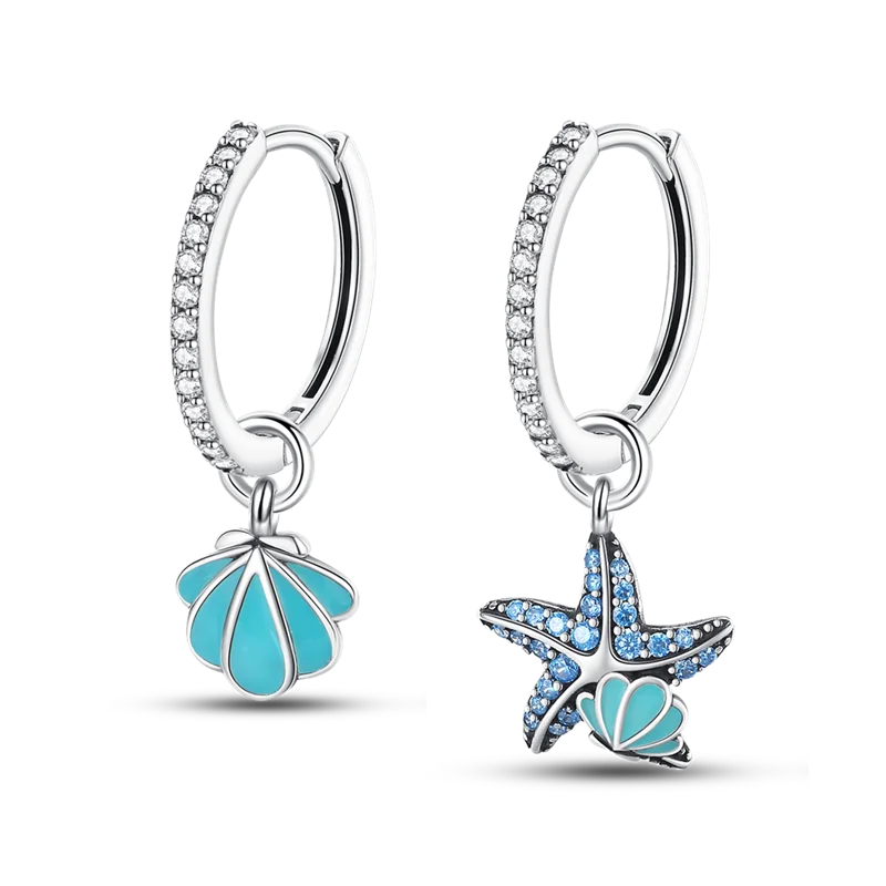 925 Sterling Silver Glowing Starfish & Shell Earrings | Fashion Jewelry for Women
