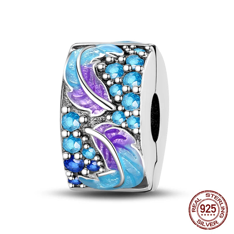 925 Sterling Silver Luminous Butterfly Star Moon Charm Bead | Round Clasp Bead for 3mm DIY Bracelet Jewelry Gift