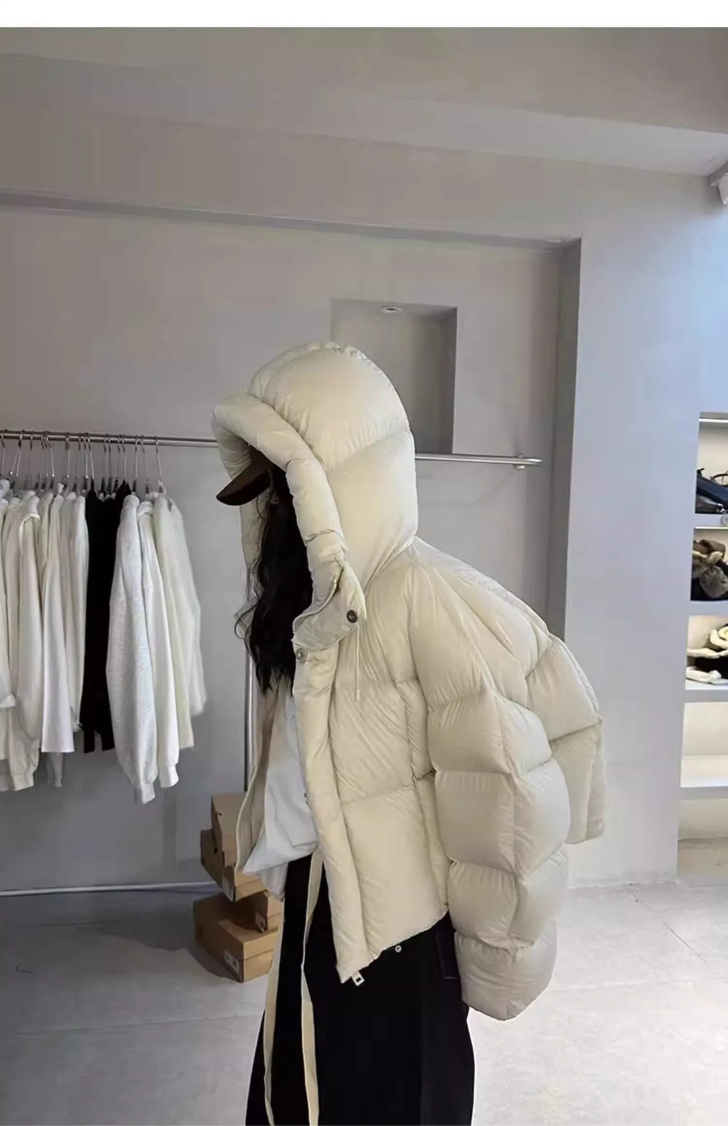 Trendy American Style Women’s Cotton Jacket Coat with Hood – Winter Small Size Bread Style Outerwear