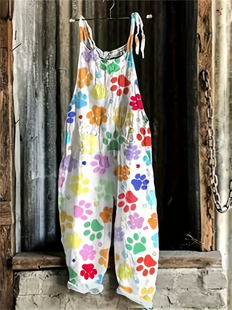 Women’s Clover Print Jumpsuit – Loose Fit, Comfortable Breathable Plus Size Casual & Partywear One-Piece Outfit