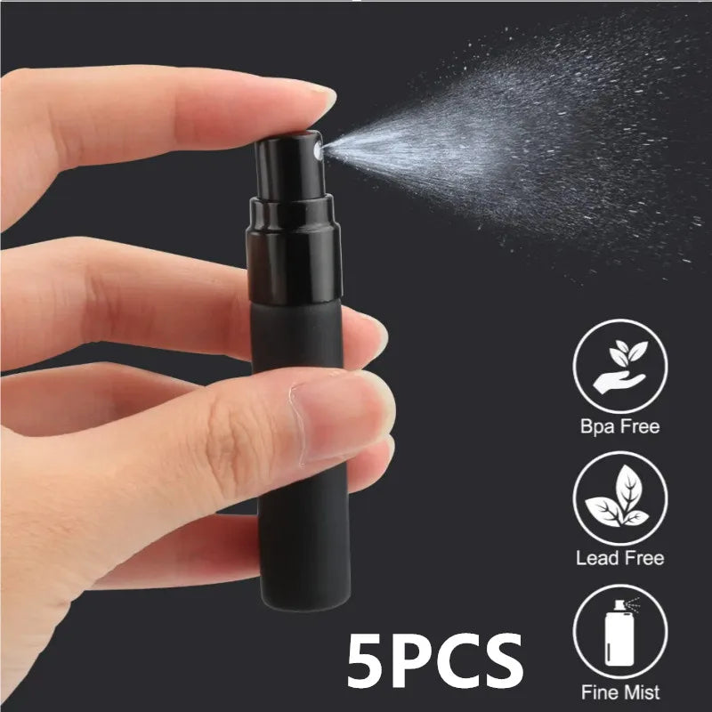 5PCS 5ml/10ml Portable Black Perfume Bottles – Empty Glass Cosmetic Sample Test Tubes | Travel Mini Refillable Fragrance Containers