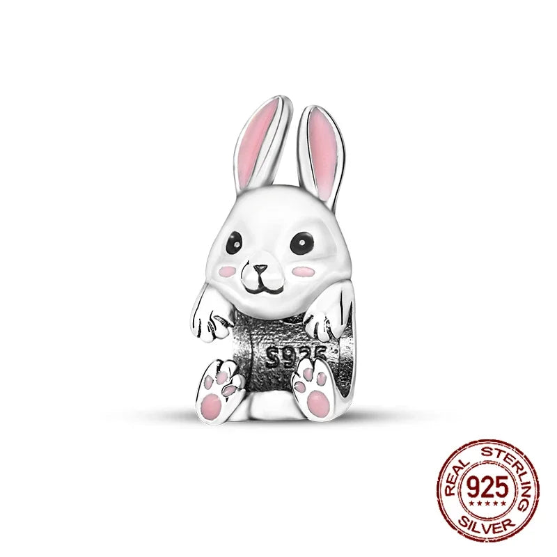 925 Sterling Silver Number & Puppy Family Beads Pendant | Fit 4mm Hole Bracelets