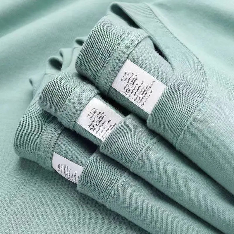 Loose Fit Pure Cotton T-Shirt | Korean Style Round Neck Basic Top | Unisex Layering Tee in Purple