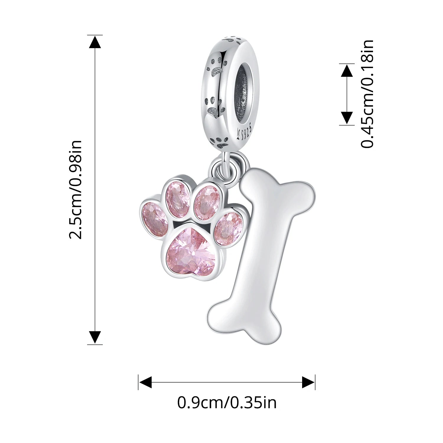 WOSTU 925 Sterling Silver Pet Dog Charm Pomeranian Yorkshire Terrier Pendant for Women Bracelet