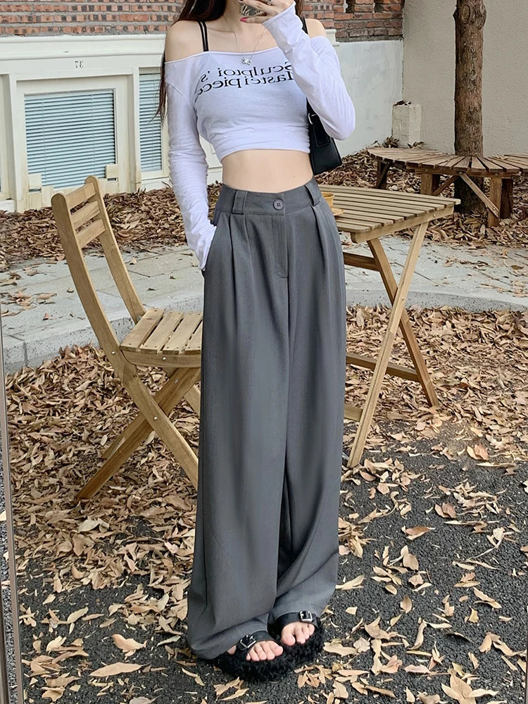 High Waist Loose Pants Women – Summer 2025 Retro Casual Drapey Versatile Trousers