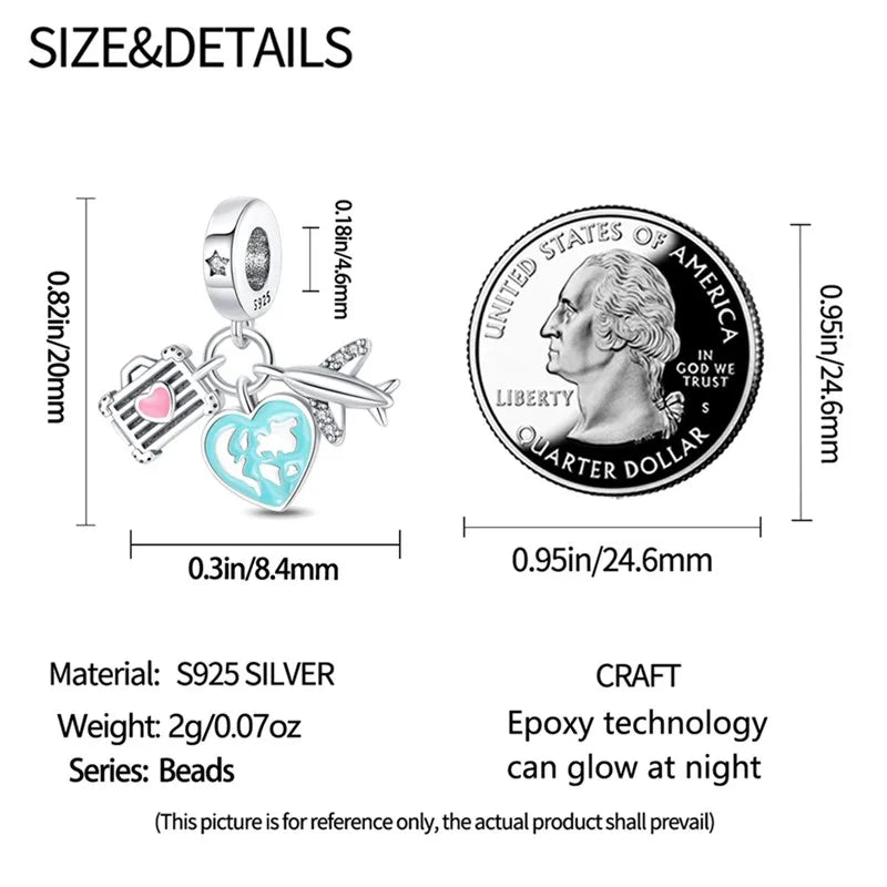 925 Sterling Silver Colorful Luminous Charms | Shell Turtle Star Beads