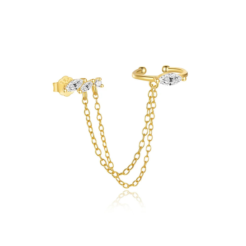 CANNER 925 Sterling Silver Horse Eye Tassel Zircon Drop Earrings – Minimalist Geometric Jewelry for Women