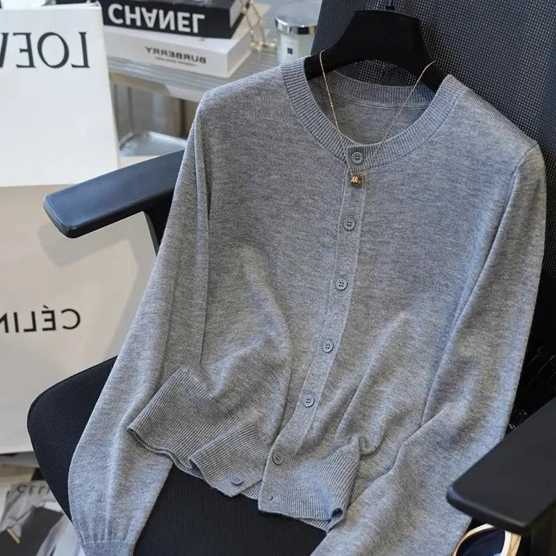 Women’s Thin Knit Cardigan Sweater | Autumn Casual Outerwear & Streetwear Jacket