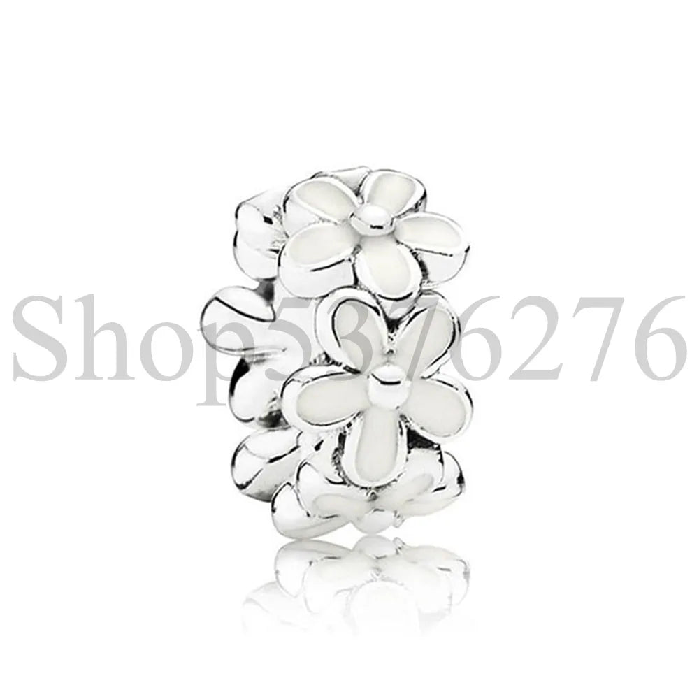 925 Sterling Silver Dazzling Daisy Flower Spacer Charm | Forget Me Not Bead for Women Bracelet DIY Jewelry Gift