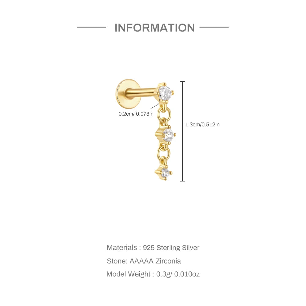 Aide 925 Sterling Silver Geometric Multi Piercing Stud Earrings for Women – K Gold Tassel Elegant Jewelry Gift