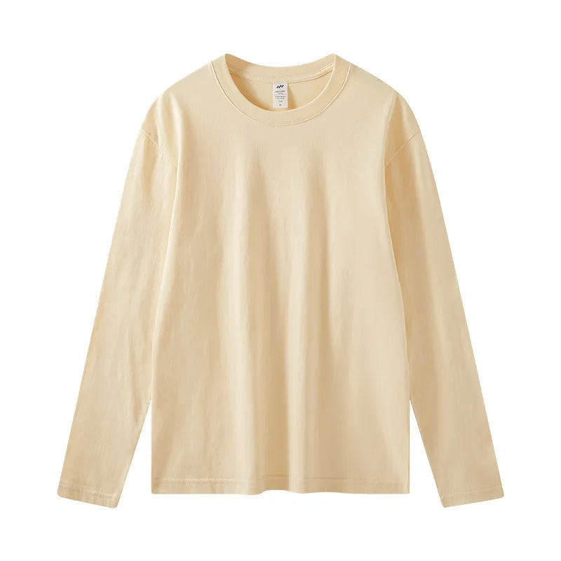 Spring Autumn Women’s Long Sleeve Cotton T-Shirt – Solid Casual Harajuku O-Neck Top 🌿✨