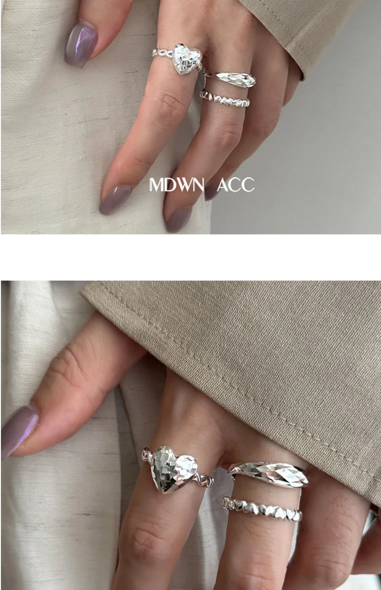 VENTFILLE 925 Sterling Silver Love Heart Ring – Double Layer Irregular Minimalist Women’s Jewelry Gift