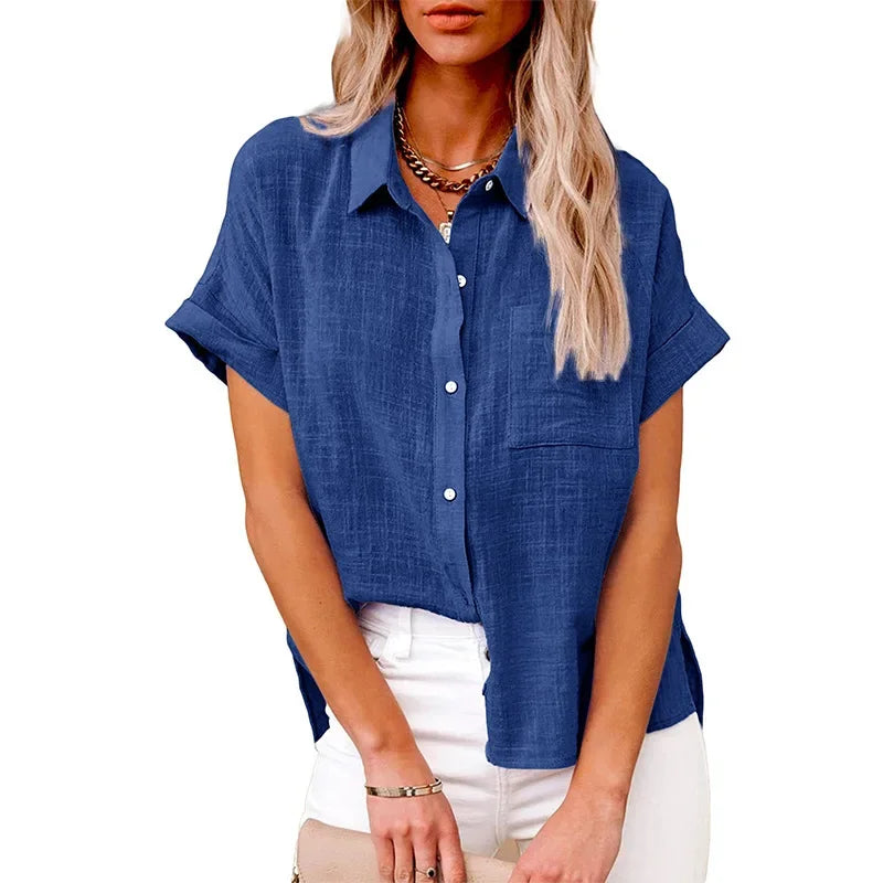 Women’s Short Sleeve Tee – Summer Loose Cotton & Linen Blouse Casual T-Shirt 🌞👚