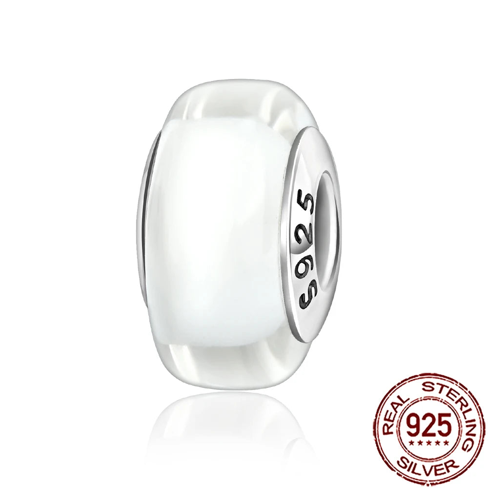 New 925 Sterling Silver Pink Daisy Murano Glass Charm | Cold Enamel Bead Fit Pandora Bracelet & Necklace